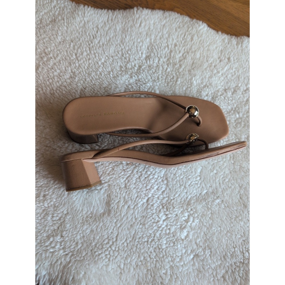 LOEFFLER RANDALL Odessa Leather Thong Sandal Low 1.9" Heel TAN Sz 9.5B Msrp $295 - Picture 2 of 6